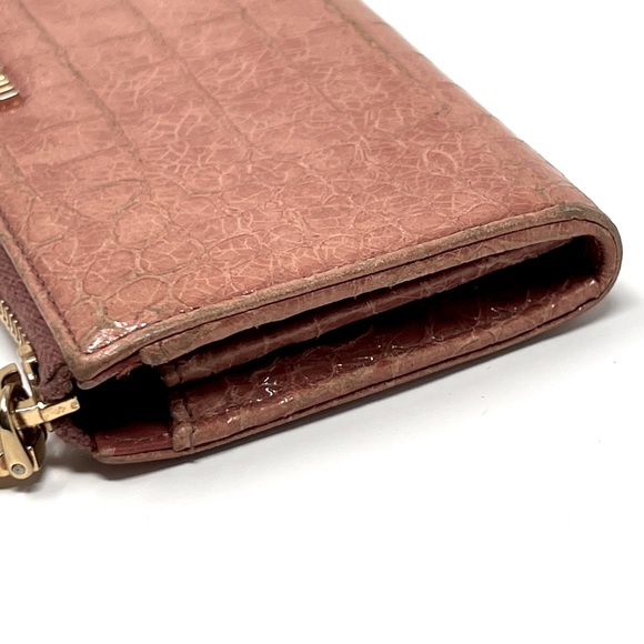 Authentic MIU MIU Croc Embossed Pink Leather Zip Long Wallet Clutch - Picture 5 of 15